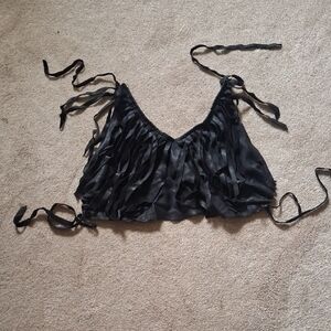 Black Leather Halter Top.